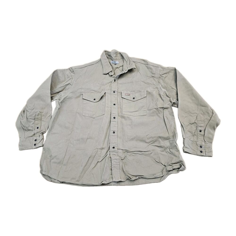 Vintage Carhartt Pearl Snap 90s Button Up Shirt Western Size 2XL Canvas